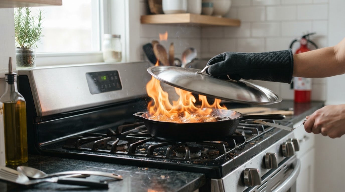 How to Put Out a Grease Fire Without Making It Worse
